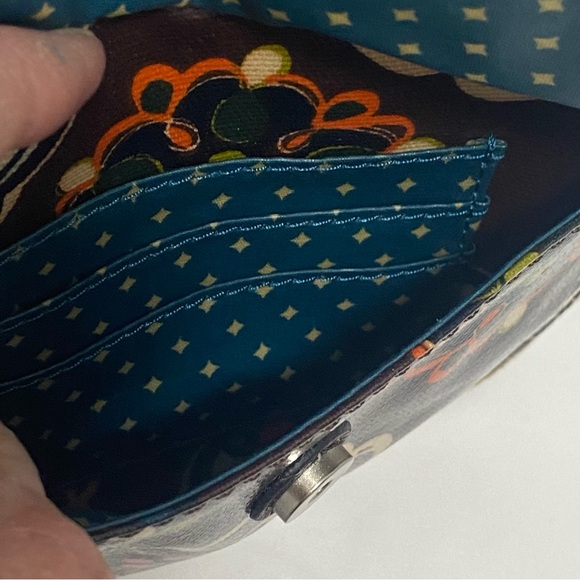 Fossil Key-Per Brown Floral Coated Canvas Crossbody Bag - NWOT - Picture 4 of 9